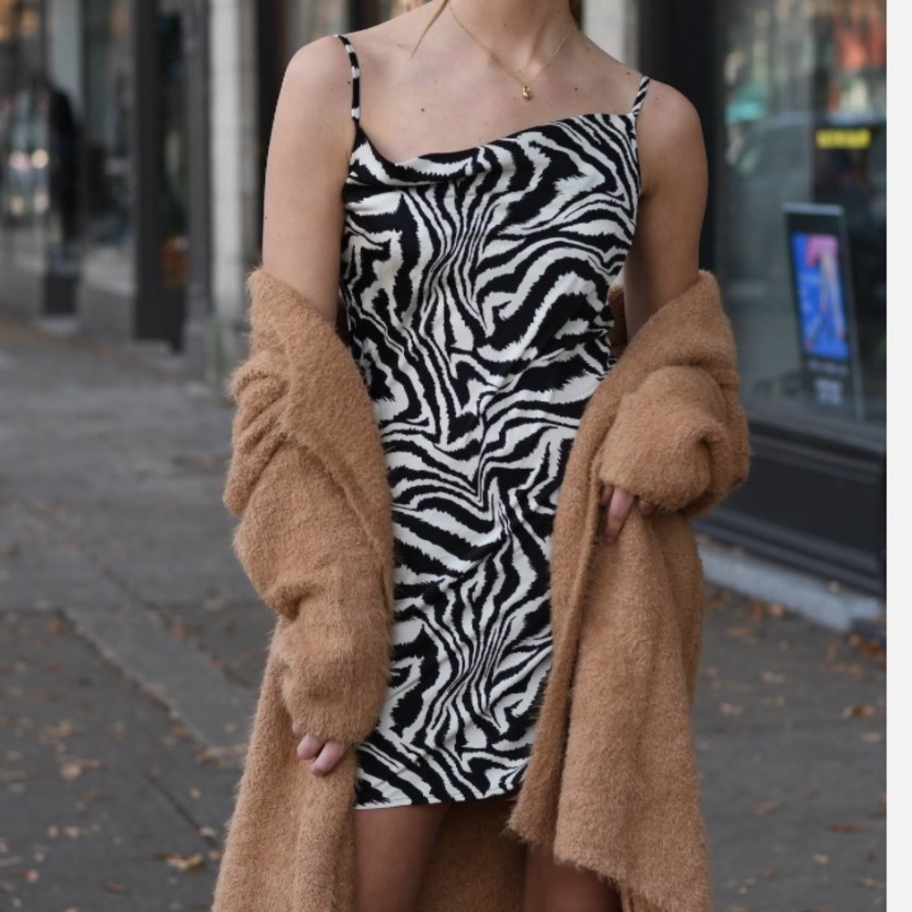 Zebra Print Coke Neck Mini dress